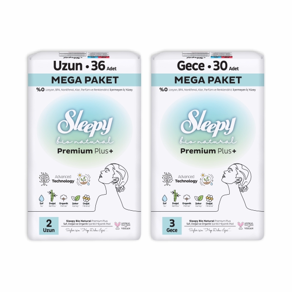 SLEEPY BIO NATR.MEGA PAKET (UZUN 36’LI-NORMAL 46’LI-GECE 30’LU)