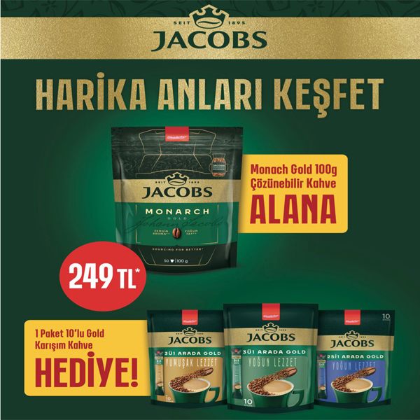 JACOBS MONARCH 100 GR *3’Ü 1 ARADA YOĞUN LEZZET 10'LU HEDİYE